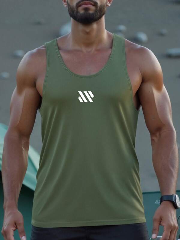 Herren Racerback Gym Tank Top mit offenem Rückenausschnitt, um die Armmuskeln zu betonen, geeignet für Krafttraining und sommerliche Outdoor-Laufeinheiten