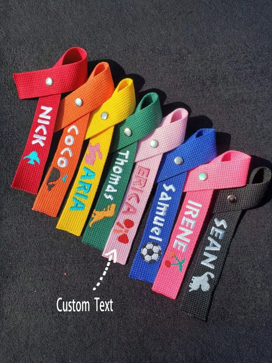 1pc 2pcs Personalized School Bag Tags | Embroidery Accessories | Name Tags | Identity Tags | Lunch Bag Tags | Loot Bag Ideas | Embroidered Name Tags Nylon Webbing Luggage Tags With Metal Snaps, Customized, Name/Text Only, Durable For Luggage Backpacks Handbags,School Supplies,Back To School,School Gift,For Office,For School,For Classroom,For Teacher Gifts,For University,For Colleague,For Dorm Rooms,For Teacher,For Boys And Girls,For Teenagers,Junior High School Students,Middle School Students,High School Senior High School Students,College Students,University Students,Freshman,Sophomore,Underclassmen