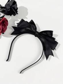 1pc Gothic Style Women Fashion Accessories Set, Including Elegant Cross & Heart Buckle Belt, Bowknot Hairband, Suitable For Daily Commute, Festivals, Birthday Party, Travel, Photography - A Great Gift For Best Friend, Bow Accessories, Black Hair Accessories, Halloween Accessories ,Hair Accessories