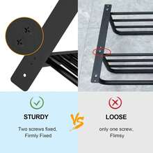 Toalleros De Hotel Para Baño Montado En La Pared, Estante De Toallas Para Baño De 3 Niveles, Barra De Toalla Negra Mate De 16 Pulgadas Con Estante - Multicolor - View 2