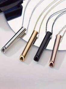 1pc/4pcs Geometric Tube Pendant Necklace, Breathing Necklace, Mindfulness Tool For Deep Breathing, Gift For Men & Women