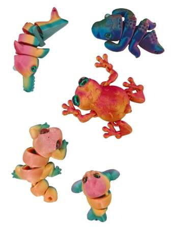 3D Printed Animal Copper Keychains: Big-Eyed Cute Pets, Rainbow-Colored Lizard/Crocodile/Seal/Sawfish/Frog Pendants With Flexible Joints - Artistic Craft Decor, Suitable As Holiday Gifts, Party Favors And Gift Box Fillers [Random Color]