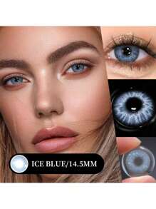 1 Pair Colored Contact Lenses For Eyes, Cute Blue Lenses, Cosmetic Makeup, Soft Green And Gray Beauty Contact Lenses, Annual Disposable Contact Lenses, 14.2mm