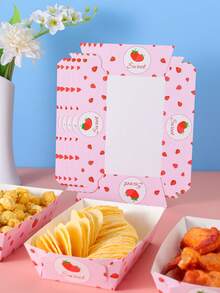 10/24 件草莓主题食品盒、薯条盒、爆米花盒、派对装饰和家庭电影之夜零食盒，适用于午餐盒、面包店、汉堡店 - 彩色 - 查看 4