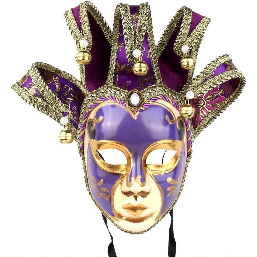 Local Delivery-  Venetian Comedy Mask Exquisite Decoration Jester Masks For Party Holloween - E_purple - View 1