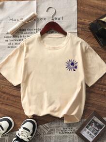 1pc Girls' Palm Tree Print Casual T-Shirt, Comfortable & Fashionable Summer Top For Young Students