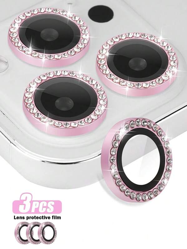 3 piezas de protectores de lente de cámara de vidrio templado 9H con anillo de aleación de aluminio compatibles con 16 Pro Max/15 Pro Max/14 Pro Max/13/12/11 Pro Max - Diseño resistente a arañazos, instalación sin burbujas, compatible con carcasas