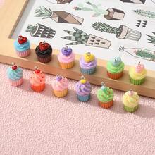 5/10pcs Cute 3D Cupcake Resin Pendant, Random Mixed, Suitable For DIY Bracelets, Necklaces, Keychains, Bag Charms, Handmade Craft Items - Multicolor - View 10