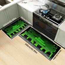 1/2 Piezas Felpudo de Halloween, con respaldo de goma, decoración de entrada de Halloween, decoración para interiores y exteriores, alfombra de cocina, alfombra de drenaje de poliéster, para cocina, sala de estar, entrada, balcón, decoración del hogar, resistente a las manchas, cafetería, bar, fiesta, regalo festivo, dormitorio, decoración del baño