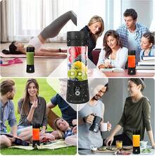 Licuadora portátil, MIAOKE Licuadora de batidos, mini licuadora personal con seis cuchillas en 3D, taza de exprimidor recargable USB para el hogar, la oficina y el aire última intervensión (negro) - Negro - - Ver 4