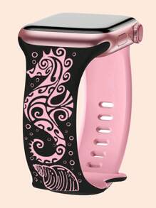 Band Compatible With Apple Watch Bands For Women 40mm 41mm 38mm 42mm 44mm 45mm 46mm 49mm, Engraved Cute Pattern Silicone Dressy Strap For I Watch Series 10 9 8 7 6 5 4 3 2 SE Ultra