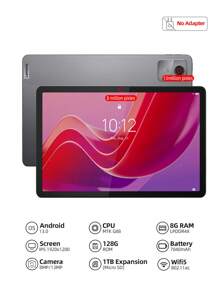 Lenovo Lenovo Zhaoyang K10 Tablet PC mit 10,95 Zoll IPS-Display, 8 GB RAM, 128 GB Speicher, Android 13, SIM-Kartenschlitz, 7040 mAh Akku, 1920 x 1200 Pixel, 90 Hz, 400 Nits, MediaTek Helio G88 Prozessor, 802.11 ac WLAN 5, Bluetooth 5.1, 8 MP + 13 MP Dual-Kamera, unterstützt 1 TB SD-Kartenerweiterung, ohne Ladegerät