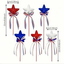 3 pièces/set Centres de table en étoiles scintillantes en mousse + ruban, pour décoration de table de fête, convient pour le Jour des Présidents, le 4 juillet, le Jour du Souvenir, Piques d'étoiles patriotiques, styles assortis expédiés
