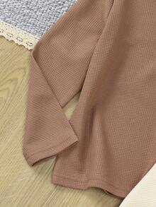 3 件儿童长袖 T 恤，厚重面料，纹理设计和口袋，男童休闲外套，春秋季 - 彩色 - 查看 5