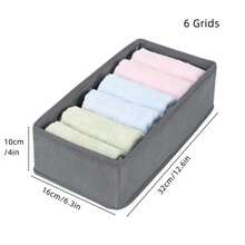 Organizador de ropa interior, calcetines, pantalones, sujetador, caja de almacenamiento, armarios, cajones, armario, ropa, bufanda, cajas organizadoras de almacenamiento para dormitorio - Gris claro 6 cuadrículas - Ver 6