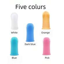 5pcs Pet Silicone Toothbrush, Soft Silicone, Effectively Cleans Pet Oral Debris, Dog & Cat Toothbrush, Pet Dental Cleaning, Suitable For Small & Large Pets, No Toothpaste, Best For Cleaning Pet Teeth. (5pcs Set: White + Blue + Pink + Orange + Dark Blue)
