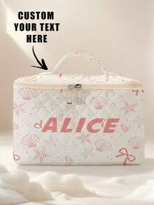 定制文字图案化妆收纳包，多功能手提包-便携式洗漱用品拉链收纳包，适合女孩和女士的化妆品和旅行必需品拉链化妆包 - 彩色 - 查看 11