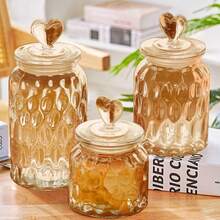 Sugar & Creamer Storage:  With This Set Of 3 Sealed Glass Jars (21.98 Oz - 47.34 Oz). Featuring Secure, Airtight Lids On A Classic Mason-Style Design, These Containers Effectively Block Moisture – Dispensing During Coffee Or Tea Preparation. These Reusable, Dishwasher - Amber - View 7
