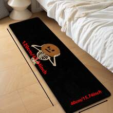 1pc Halloween Skull Pattern Printed Non-Slip Linen Kitchen Rug, Bathroom Mat, Doormat, Home Decor, Halloween Decoration, Halloween Gift, 3D Printed Rectangular, Suitable For Living Room, Bedroom, Hallway, Bathroom, Laundry Room - Polyester Carpet, Indoor & Outdoor Use