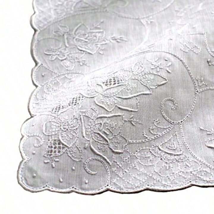 好評 SWATOW] スワトウ レディース ハンカチ 汕頭刺繍 約29㎝ 婦人 手 小物