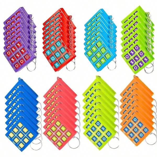 6/12/24-Pack Mini Tic Tac Toe Keychain Games - Plastic Tic-Tac-Toe Key Rings For Party Favors, Travel Board Game Toy