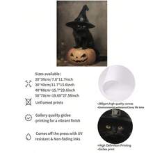 1pc/set áp phích vải in hình mèo đen bí ngô Halloween ma quái, áp phích mèo đen mũ phù thủy cổ điển, tranh vải sáng tạo áp phích và in hình nghệ thuật treo tường cho phòng khách hiện đại, quà tặng trang trí nhà cửa, không có khung - Nhiều màu - Xem 10