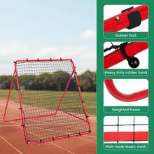 Red de Rebote de Fútbol 120x120CM, Acero Red de Rebote Plegable, Red para Entrenamiento de Fútbol, con Tubo Grueso y Kit de Surtido de Cuerda, para Actividades al Aire Libre, Escuelas - Rojo - Ver 2