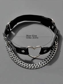 1 PC Adjustable Leather Thigh Garter, Heart Shaped Leg Garter With Clips Punk Goth Garters For Thigh, Fashion Bikini Club Rave Party Leather Body Accessories Jewelry For Women And Girls - Black - View 10