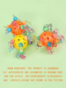 1pc Colorful Parrot Hanging Balls With Holes, For Bird Entertainment Chewing, Educational Bird Supplies, Cage Accessory, Parrot Toy (All Accessory Colors Randomly Assembled) - Multicolor - View 4