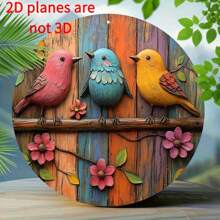 1 pieza Decoración de pared de metal con rama de árbol y pájaro en 2D - 20cmx20cm, metal duradero, de alta calidad y resistente a la intemperie, con agujeros perforados previamente para una fácil instalación, adecuado para decoración interior/exterior, estilo rústico, decoración del hogar al aire libre, arte de pájaros vibrantes, para amantes de los pájaros, habitación de niños, estilo de granja