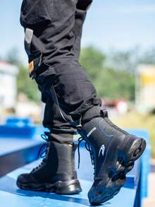 1 双男靴轻便安全工作靴，适用于男士钢头靴，防刺穿外底，防滑透气黑色工作鞋运动鞋男靴，EVA 鞋底防刺穿，工作运动鞋坚固耐用，舒适，工厂，户外，仓库，制造，徒步靴