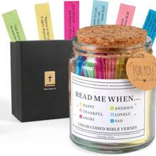 1 pièce Bocal en verre avec verset biblique inspirant, cadeau religieux pour la prière - parfait pour les souhaits, la décoration de bureau et les cadeaux d'amour - cadeau de fête idéal pour les vacances, le bocal d'espoir avec versets bibliques, bocal à lire quand avec versets bibliques, bocal à prière en verre, bocal à prière avec versets bibliques pour les émotions et les sentiments, bocal à code couleur avec versets bibliques, bocal à bénédictions, cadeaux bibliques pour les femmes chrétiennes