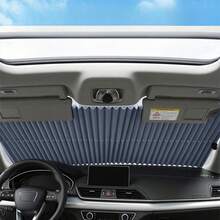 1 件 46 厘米自动折叠汽车遮阳帘 - 防紫外线隔热窗帘，易于安装在挡风玻璃上，可折叠汽车遮阳板，适合旅行和驾驶