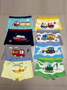 8 Sets Of Young Boys Multi-Color Boxers, Comfortable And Soft Cartoon Dinosaur, Crocodile, Lion, Giraffe, Dog, Balloon Printed Little Boy Boxer Briefs Four Seasons, Blue, Green, Yellow