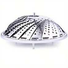 1pc Household Stainless Steel Steamer Portable Folding Retractable Vegetable Steaming Plate Fruit Drippin Plate Mantou Steamer Frame