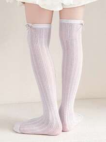 1 Paar Sommer Pastell-farbige Rüschen Socken, feines süßes Schleifen Design, atmungsaktive Mesh-Netz Mückenschutz Beinwärmer Socken für Kinder