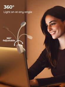 1 pieza Luz de lectura LED portátil con pinza, brillo y temperatura de color ajustables, flexible y plegable 360°, adecuada para habitación y estudio, ideal para escritorio y mesita de noche, accesorios de iluminación para el hogar