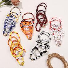 6pcs/Set Sports Themed Bracelet Set - Football, Baseball, Softball, Basketball, Soccer, Volleyball, Great Gift For Sports Lovers