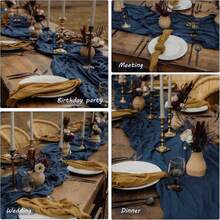 12 Pack 13Ft Cheesecloth Table Runner 35x157 Inch Boho Gauze Table Runner Cheese Cloth Long Table Runner Rustic Table Runner For Wedding Bridal Shower Birthday Party Table Decor (Navy Blue) - Blue - View 7