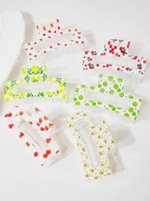 3pcs/1pc New Cute Fruit Design Hair Claw Clips, Strawberry & Cherry Hair Clips, Square Red And Green Hair Claws, Thick & Thin Hair Non-Slip Styling Alligator Hair Clips For Women & Girls Fashion Hair Accessories