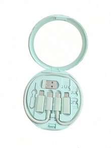 طقم كابل بيانات متعدد الوظائف مع صندوق تخزين الشحن، شحن سريع 60 واط، يمكن استخدامه كحامل لموديل الهاتف المحمول، طقم كابل شحن محمول بسيط، محول USB Lightning، طقم محول، ضروريات غرفة السكن الجامعي - متعدد الألوان - مشاهدة 8