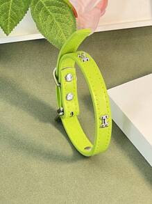 1pc Bone Metal Decor Pet Collar, PU Collar, Necklace, Adjustable Candy Color Won't Hurt Fur Dog Collars, Cat Collars, Pet Collar Suitable For Different Sized Pets