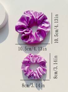 Set de 16 scrunchies (coleteros) de color púrpura, de estilo elegante europeo y estadounidense, de corte sencillo, adecuados para citas, elásticos holográficos para mujer