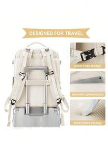 Balo du lịch Ryanair, Túi xách tay 40x20x25 có ngăn đựng giày, Ngăn đựng đồ ướt và khô, Túi xách tay dưới ghế, Túi hàng không, Balo du lịch nữ, Balo thường ngày được chứng nhận hàng không, Balo hành lý ngoài trời Túi công tác cuối tuần có đầu ra USB Balo du lịch chống thấm nước cho nam - Màu be - Xem 4