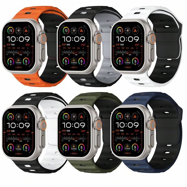 Sport Bands Compatible With Apple Watch Ultra 2 Band 49mm 46mm 45mm 44mm 42mm, Wide Soft Silicone Wristbands Waterproof Strap Men For I Watch Series 10 9 8 7 6 5 4 3 SE Ultra