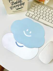 30cm*60cm Wasserfeste Mausmatte für Laptops, Süßes Leder Schreibtischunterlag für Mädchen, Büro Tastatur und Desktop Mauspad für Herren, Unregelmäßig geformte weiße Wolke - einseitig wasserfeste Mausmatte