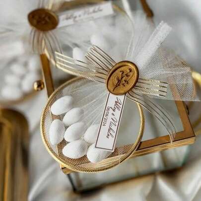 1/5/10pcs - 75mm Personalized Wedding Gift, Gold Circle Decor, Customizable With Name & Date, Bridesmaid Favor & Guest Souvenir