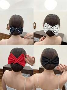 1 pezzo Nuovo Accessorio per Capelli, Fascia con Fiocco in Rete, Fermagli Twist in Tessuto Minimalista con Strass, Strumento per Acconciature, Accessorio per Chignon, Idea Regalo per Donne, Adatto per Uso Quotidiano e Occasioni Speciali, Accessori per Acconciature