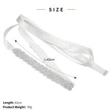 1pc Classic Heavyweight Rhinestone Champagne Satin Bridal Wedding Waist Belt Valentine's Day Accessories - Silver - View 6