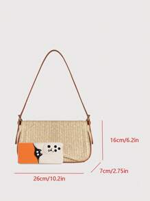 Bolso de hombro tejido, tipo hobo de paja con solapa, estilo bohemio para mujer para uso diario, vacaciones y combinar con atuendos